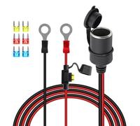 GELRHONR Cigarette Lighter Socket to O Ring Terminal,12V-24V 6mm Ring Eyelet Terminal to Female Cigarette Lighter Socket Extension Cable with 20A Fuse for Car Inverter Air Pump and DIY (2M/6.56FT)