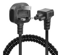 GELRHONR Coiled C5 Cloverleaf Mickey Mouse Power Cord, 90 Degree 3 Pin BS 1363 to C5 AC Power Lead Spring Spiral Cable for Laptop PC Monitors,Computer, Printer,Scanners (Down Angle C5)