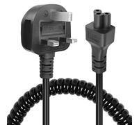 GELRHONR Coiled C5 Cloverleaf Mickey Mouse Power Cord, 90 Degree 3 Pin BS 1363 to C5 AC Power Lead Spring Spiral Cable for Laptop PC Monitors,Computer, Printer,Scanners (Straight C5)
