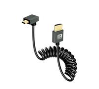 GELRHONR Coiled Micro HDMI to HDMI Cable Short, 8K@60Hz Micro HDMI Cable Male to Male Spring Flexible Slim Cord 48Gbps High Speed Support 3D, for Camera Video Capture Card,TV (Down Angle)