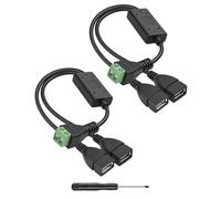 GELRHONR DC to DC Buck Converter,25V-5V/3A,2Pin Screw Terminal to Dual USB A Step Down Voltage Regulator with Multiple Protections for DIY,Car,Truck,RV,Security Camera,30cm,2PCS