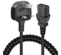GELRHONR Kettle Lead Power Coiled Cable,90 Degree 3 Pin Power Lead Spring Spiral Cable for Computer,Monitor,TV,Halogen Oven (Straight C13)
