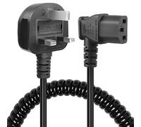 GELRHONR Kettle Lead Power Coiled Cable,90 Degree 3 Pin Power Lead Spring Spiral Cable for Computer,Monitor,TV,Halogen Oven (Right Angle C13)