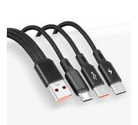 GELRHONR Multi USB C Splitter Cable,USB A to Dual Type-C + Micro USB Male Charge Cable,Nylon Braided Cord with 3x0.2m Cable, 5A Fast Charge,Compatible with Mobile/Android and More (0.2M/0.65Ft)