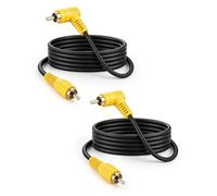 GELRHONR RCA Extension Video Cable,90 Degree Male to Male,4.9FT | 2Pack,Dual 90 Degree Elbow Gold Plated RCA Audio Video Cable,RCA Line Plug for Subwoofer,TV,DVD,CD Player,Car Backup Camera