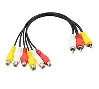 GELRHONR RCA Splitter AV Cable, 3-in-1 RCA Male to 6 Female Composite Audio Video Cable for TV, DVD, Set-Top Box - 12 Inch
