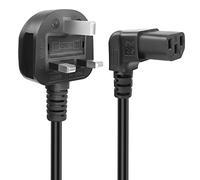 GELRHONR UK 90 Degree C13 Power Cable,250V 10A 3 Pin Mains to Up Angle IEC AC Power Cord for Computer,Monitor,TV, Kettle lead 1.5M Black (Up Angle(C13))