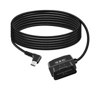 GELRHONR USB C OBD Power Cable for Car,Right Angle Type C Dash Camera Adapter Cable with Switch Button 24 Hours Surveillance/Acc Mode 12-24V to 5V 23A, for Dashcam, GPS or Radar-3.5M/11.5Ft
