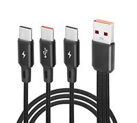 GELRHONR USB C Splitter Cable,USB A Male to 3 Type-C Male Charge Cable,3 in 1 Nylon Braided Charging Cord with 3x1.2m Cable, 5A Fast Charge,Compatible with Mobile/Android and More (1.2M)