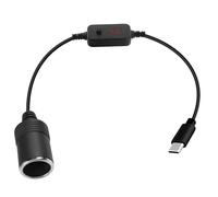 GELRHONR USB C to Cigarette Lighter Adapter Power Cable with Adjustable Button, 5V/9V/12V,PD Type C Cigarette Lighter Adapter Converter with Voltmeter Display,for Car Charger, GPS, Dash Cam-0.3M