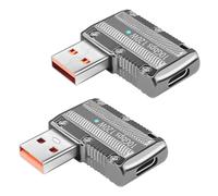 GELRHONR USB to USB C Adapter, USB3.1 Gen2 Converter, Zinc Alloy 90Degree USB 3.1 A Male to Type-C Female Connector Support 120W Super Fast Charging 10Gbps Data Transfer-2PCS (Style 1)
