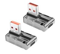 GELRHONR USB to USB C Adapter, USB3.1 Gen2 Converter, Zinc Alloy 90Degree USB 3.1 A Male to Type-C Female Connector Support 120W Super Fast Charging 10Gbps Data Transfer-2PCS (Style 2)