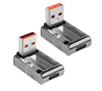 GELRHONR USB to USB C Adapter, USB3.1 Gen2 Converter, Zinc Alloy 90Degree USB 3.1 A Male to Type-C Female Connector Support 120W Super Fast Charging 10Gbps Data Transfer-2PCS (Style 4)
