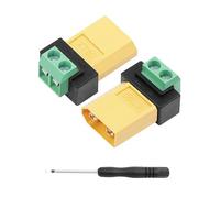 GELRHONR XT60 Plug to 2-Pin Terminal Adapter, Solderless Connection for Lithium Batteries, RC Models, Drones and DIY Projects (2-Pack) (XT60 Male)