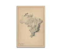 GELS Brazil Map Retro 2D Map Poster Decorative Painting Canvas Art Picture 16x24inch(40x60cm)