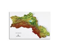 GELS Kurdistan Map Retro 2D Map Poster Decorative Painting Canvas Art Picture 20x30inch(50x75cm)