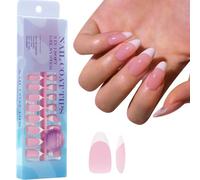 Gels Nails Tips Colored Press on 300pcs 3in 1 X Coat Pre-applied Tip Primer, Base Step False