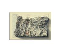 GELS Oregon Map Retro 2D Map Poster Decorative Painting Canvas Art Picture 12x18inch(30x45cm)