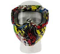 GelSoft Airsoft BB Gun Paintball Safety Protective Guard Full Face Mask Skull Cover Lenses Ski Mask (Yellow Graffiti)