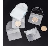 GeluEla 200Pcs Plastic PVC Coin Envelope Wallets, Clear Coin Storage Wallets Pvc, 2.2 x 2 inches / 5.5 x 5.2 cm Transparent Single Pocket Coin Protector Sleeves for Coins Jewelry Small Items