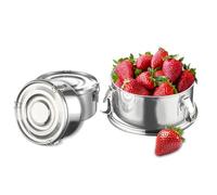 GeluEla 3 PCS Food Storage Container, 360ml Stainless Steel Lunch Snack Boxes, Stackable Salad Dressing Pots with Silicone Lids, Reusable Food Prep Containers for Fruits, Sauce, Ice Cream, Dips