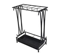 GeluEla Umbrella Holder Stand, 10 Holes 8 Hooks, Umbrella Rack Stand, UmbrellaStorage Rack with Removable Drip Tray for Entryway Home Office