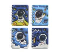 Geluode 4 Packs Astronaut in Space Mini Wirebound Notebooks, A7 Cute Waterproof Pocket Outer Space Notepads Journal Memo Spiral Pads for Birthday Gifts Stocking Stuffers School Kids Students Rewards