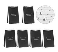 Geluode 6 Pack Mini Spiral Notebooks, A7 Waterproof Notebook, Top-Opening, Black Cover Pocket Notepad for Outdoor Activities Recording and Tactical Pocket, 3" x 5", 50 sheets