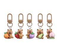 Geluode Capybara Keychains, 5 Pcs Cute Capybara Fruit Pendant for Birthday Party Gift, Backpack, Handbag, Purse, Car Key Decor, Perfect for Capybara Lovers Kids Boys Girls Students Women