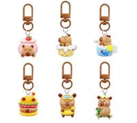 Geluode Capybara Keychains, 6 Pcs Cute Capybara Pendant for Birthday Party Gift, Backpack, Handbag, Purse, Car Key Decor, Perfect for Capybara Lovers Kids Boys Girls Students Women