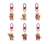 Geluode Capybara Keychains, 6 Pcs Cute Capybara Sports Music Theme Keychains for Birthday Party Gift, Backpack, Handbag, Purse, Car Key Decor, Perfect for Capybara Lovers Kids Boys Girls Students