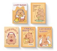 Geluode Capybara Notebooks, A5 Size 5 Packs in 5 Designs 14 x 20cm Cute NotePad Diary for Birthday Gifts Stocking Stuffers Office Business School Kids Students Rewards