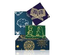 Geluode Eid Mubarak Wrapping Paper, 4 Sheets 4 Styles Star Moon Patterned, Ramadan Wrapping Paper for Eid Mubarak Gifts Mubarak Decorations