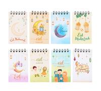 Geluode Eid & Ramadan Mini Notebook Set, 8 Designs Spiral Flip Notebooks 6x10cm, Islamic Moon & Star Theme for Eid al-Fitr, Ramadan Journaling, Gift Giving