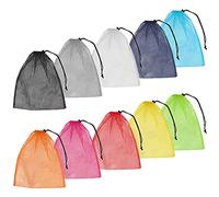 Geluode Nylon Mesh Bag,10 Pack Colorful Drawstring Mesh Stuff Sack 35x40 cm Multi Functional Storage Bag for Storage,Travel and Sports