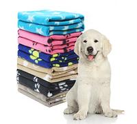 Geluode Pack of 6 Dog Blankets Soft Fleece Puppy Blankets Washable Sleep Mat Pad Bed Cover With Paw Print For Pets Cats Kitten Guinea Pig Anaimals(60 x 70cm/23.6 x 27.6 inch, Multicolor)
