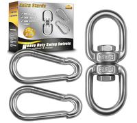 Gelury 2+1 Heavy Duty 304 Stainless Steel Swing Swivel Ring, Double Ended Swivel Eye Hooks with Snap Hooks, Swing Spinner Hanger for Web Tree Swing, Hammock Chair (Silver, 1Pack)