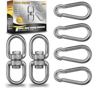 Gelury 2 Pack Swing Swivels, 304-Stainless Steel Swivel Ring, Heavy Duty Double Ended Swivel Eye Hook with Snap Hooks, Swing Spinner Hanger for Web Tree Swing, Hammock