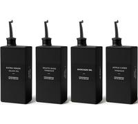 Gelury Black Glass Olive Oil Dispenser Bottle for Kitchen, UV-Blocking Oil and Vinegar Dispenser Set, Soy Sauce Dispenser, Coffee Syrup Bottles, Modern Kitchen Decor (Black, 16.9oz, 4pcs)