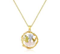 GELVTIC Birth Flower Necklaces for Women Gold Month Real Pressed Flora Necklace Handmade Boho Jewelry for Birthday Christmas Valentine's Day Lover Mother, M, Brass, No Gemstone