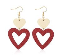 GELVTIC Genuine Leather Earrings for Women Girl Geometric Big Drop Dangle Earring Hook Stud Handmade Colorful Statement Lightweight Jewelry Gift for Her Christmas Valentines Holiday Party, Leather, No