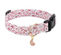 Gelwoo Cotton Dog Collar, Soft and Cute Puppy Collar with Pink Dinosaur Pattern for Girls Female Boys Adjustable Buckle Pet Collar for Small Medium