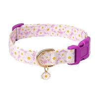 Gelwoo Dog Collars with Buckle Adjustable for Cute Girl Female Boy Dogs,Special Soft and Fancy Dog Pet Collar with Flower Design for Small Medium Large Dogs (S, Light Purple-Flower)