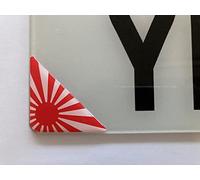 Gelz 55mm Japan Rising Sun Corner Number Plate Domed Stickers/Decals - Red & White