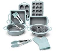 GEM+ | 11-Piece Silicone Baking Set - Non-Stick Bakeware & Kitchen Utensil Set with Muffin Trays, Cake Pan, Mixing Bowl & Baking Tools