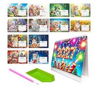 Gem Art 2027 Desk Calendar - Creative Monthly Planner Made A | Calendars with Gemstone Painting 7.5 x 6.7 x 1.2 in for Parties, Offices, Home, Rooms, Schools, Dorms, Apartments, Holidays