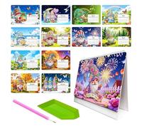 Gem Art 2027 Desk Calendar - Creative Monthly Planner Made A | Calendars with Gemstone Painting 7.5 x 6.7 x 1.2 in for Parties, Offices, Home, Rooms, Schools, Dorms, Apartments, Holidays