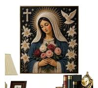 Gem Art for Adults,Religious Blessed Wall Decor - Catholic Pearl Painting Room Decor - for Home Bedroom Study Hallway Apartment Gallery Birthday Housewarming Party