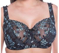 Gem Black Aquamarine Large Bosom Firm Underwired Bra Lace Bra Sizes 34D to 46J (42F)