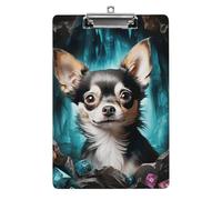 Gem Cave Chihuahua Clipboard 8.5×12.5 Inch Acrylic Clip Board with Metal Clip A4 Letter Size Decorative Clipboard Cute Hanging Clipboards for Office, Teacher, Nurse, Doctor,